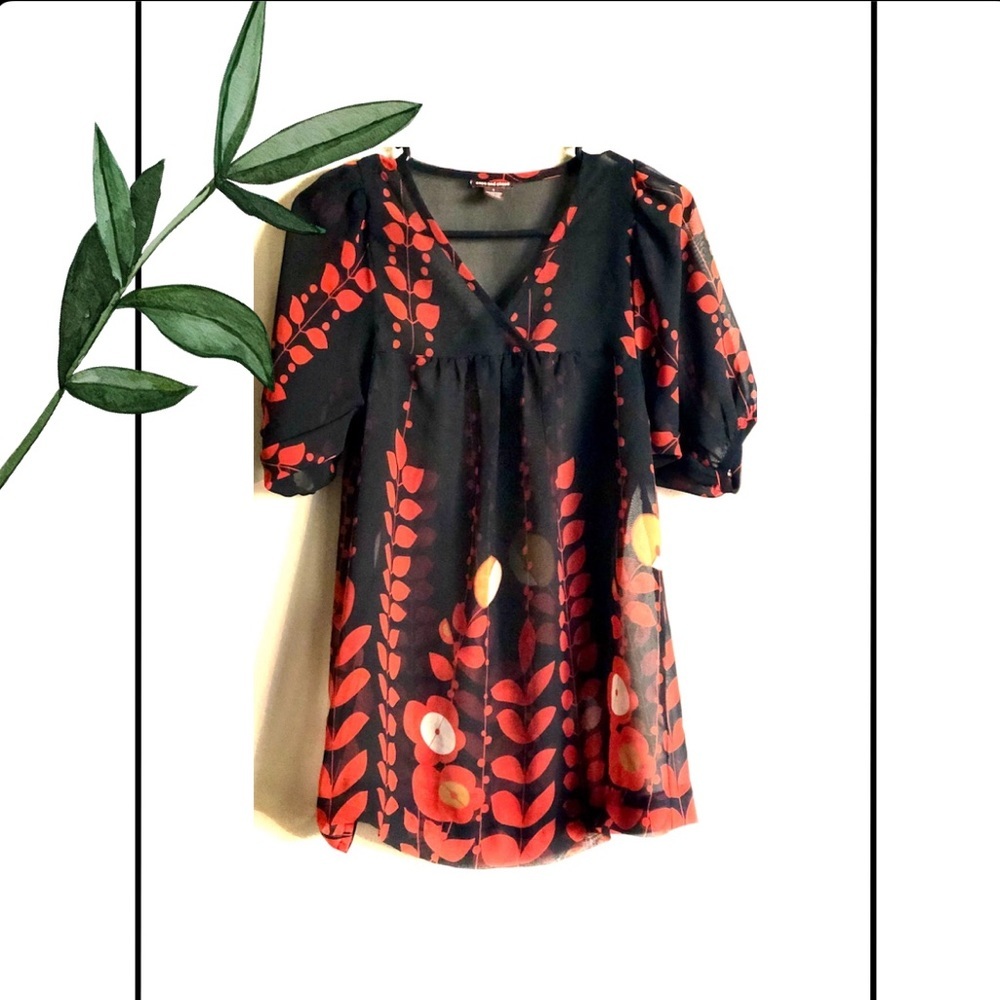 Coco and Chase Sheer Red and Black Blouse